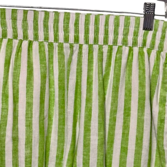 Old Navy Linen Blend Green White Striped Casual Lagenlook Pull On Shorts - Picture 5 of 12